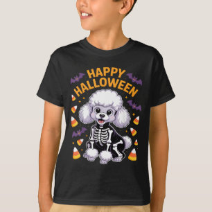 Poodle Skeleton Happy Halloween T-Shirt