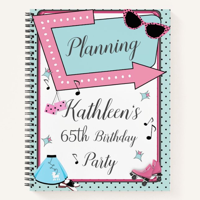 Poodle Skirt, 1950's Retro Birthday Notebook (Front)