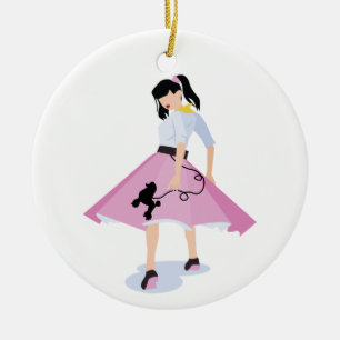 Poodle Skirt Ceramic Tree Decoration