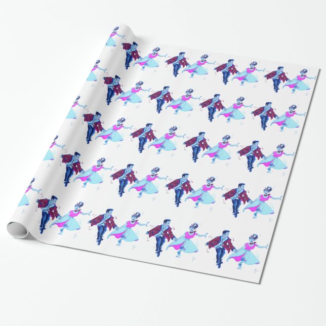 Poodle Skirt Christmas Wrapping paper (Unrolled)