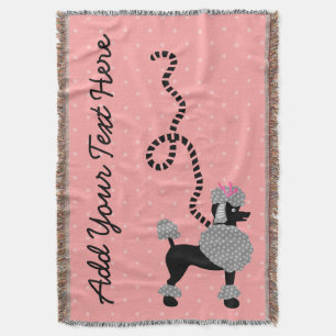 Poodle Skirt Dog Retro Pink 50s Modern Dots Custom Throw Blanket