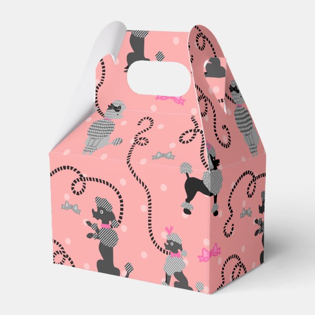 Poodle Skirt Retro Pink and Black 50s Pattern Favour Box (Front Side)