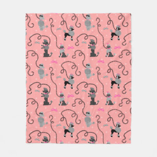 Poodle Skirt Retro Pink and Black 50s Pattern Fleece Blanket