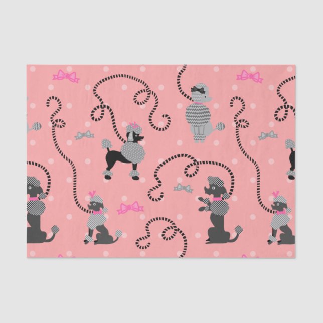 Poodle Skirt Retro Pink and Black 50s Pattern Tissue Paper (Front)