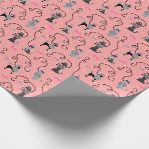 Poodle Skirt Retro Pink and Black 50s Pattern Wrapping Paper