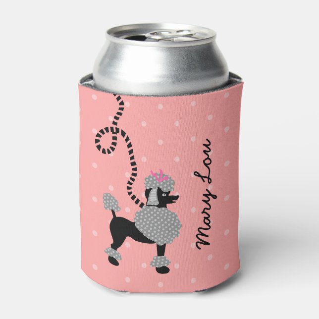 Poodle Skirt Retro Pink Black 50s Mod Personalised Can Cooler (Can Front)