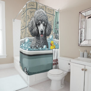 Poodle Sloppy Sleepy Cute Funny  Shower Curtain