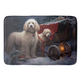 Poodle Snowy Sleigh Christmas Decor Bath Mat