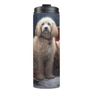 Poodle Snowy Sleigh Christmas Decor Thermal Tumbler
