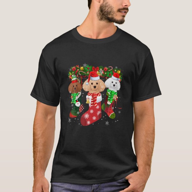 Poodle Socks Christmas Funny Family Pyjamas Christ T-Shirt (Front)