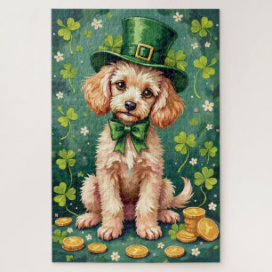 Poodle St Patrick’s Day Elegant Lucky Dog Jigsaw Puzzle