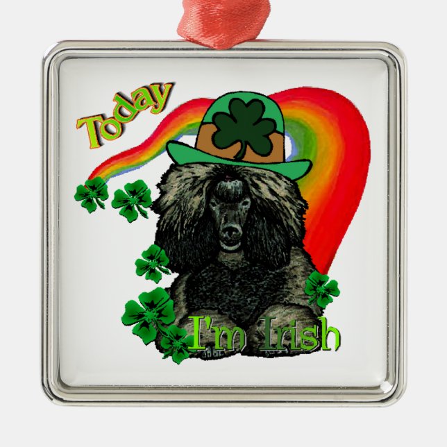 Poodle St Patricks Day Metal Tree Decoration (Front)