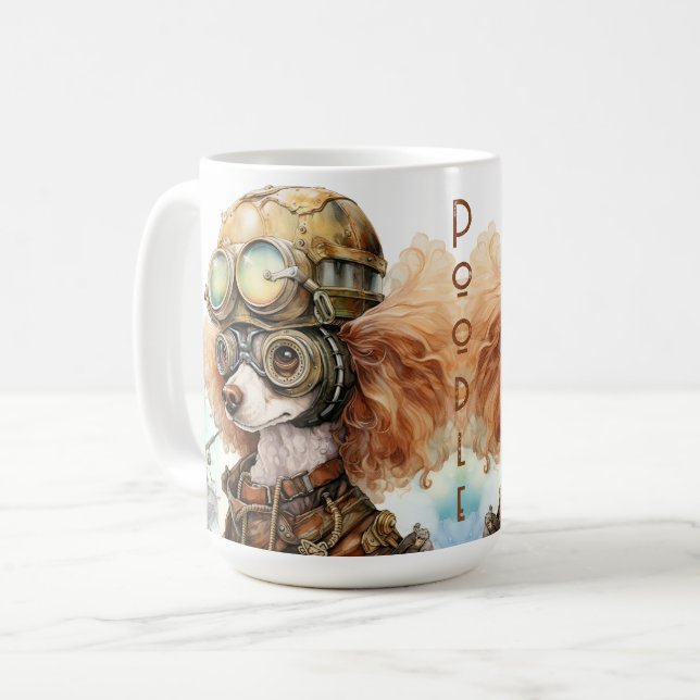 Poodle Steampunk Dog Coffee Mug (Front Left)