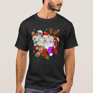 Poodle Stocking Christmas Light Socks Xmas T-Shirt