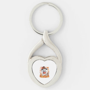 Poodle Thanksgiving Drinks Coffee Fall Leaves Pump Key Ring