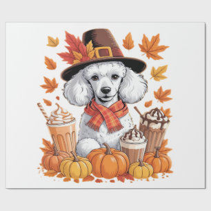Poodle Thanksgiving Drinks Coffee Fall Leaves Pump Wrapping Paper