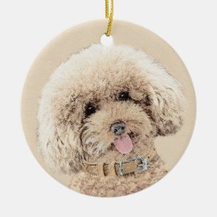 Poodle (Toy, Miniature) Painting Original Dog Art Ceramic Tree Decoration