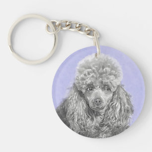 Poodle (Toy, Miniature) Painting Original Dog Art Key Ring