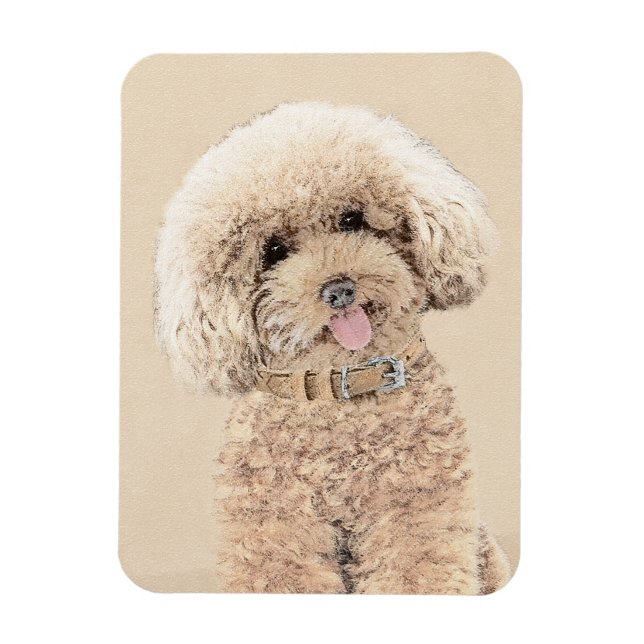Poodle (Toy, Miniature) Painting Original Dog Art Magnet (Vertical)