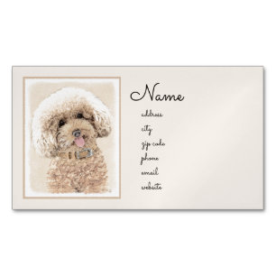 Poodle (Toy, Miniature) Painting Original Dog Art Magnetic Business Card