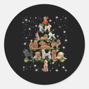 Poodle Tree Decor Ornat Classic Round Sticker