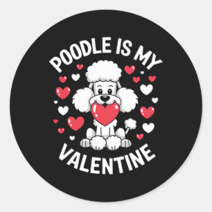 Poodle Valentine Cute Puppy Love Design Classic Round Sticker