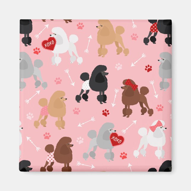 Poodle Valentine Pattern Magnet (Front)