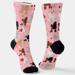 Poodle Valentine Pattern Socks