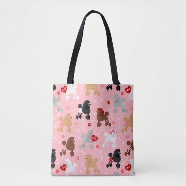 Poodle Valentine Pattern Tote Bag (Front)