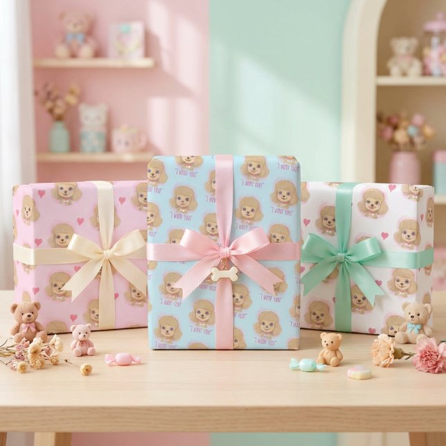 Poodle Valentine Wrapping Paper with Hearts (Creator Uploaded)