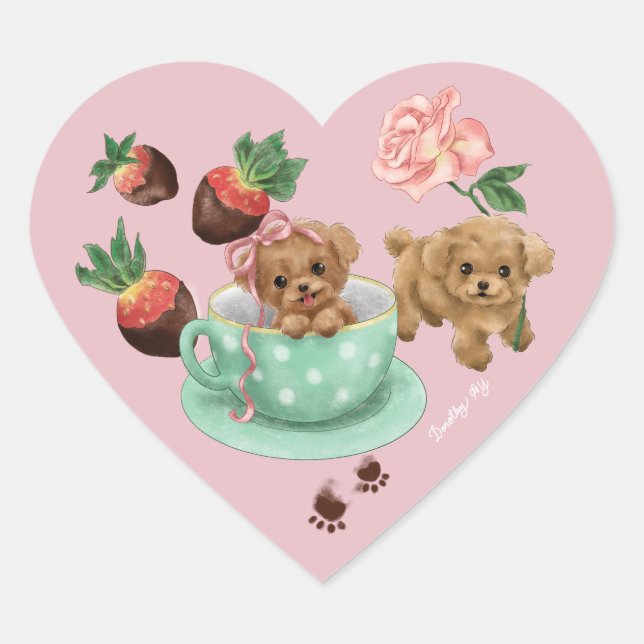 Poodle Valentine's Day Heart Heart Sticker (Front)