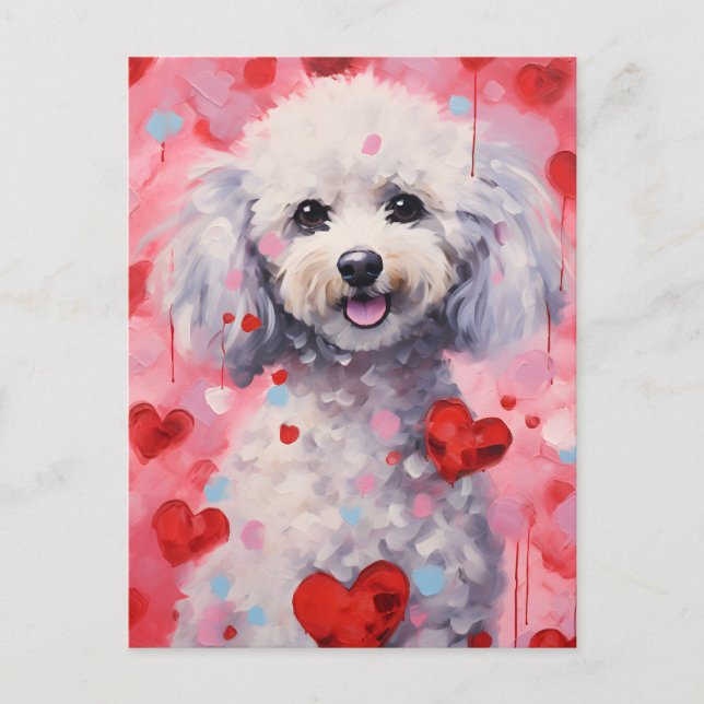 Poodle Valentines day Postcard (Front)