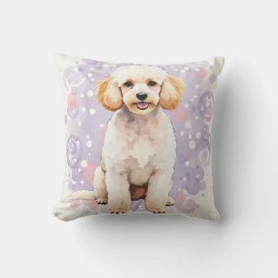 Poodle Watercolor Dot Swirl Art Cushion