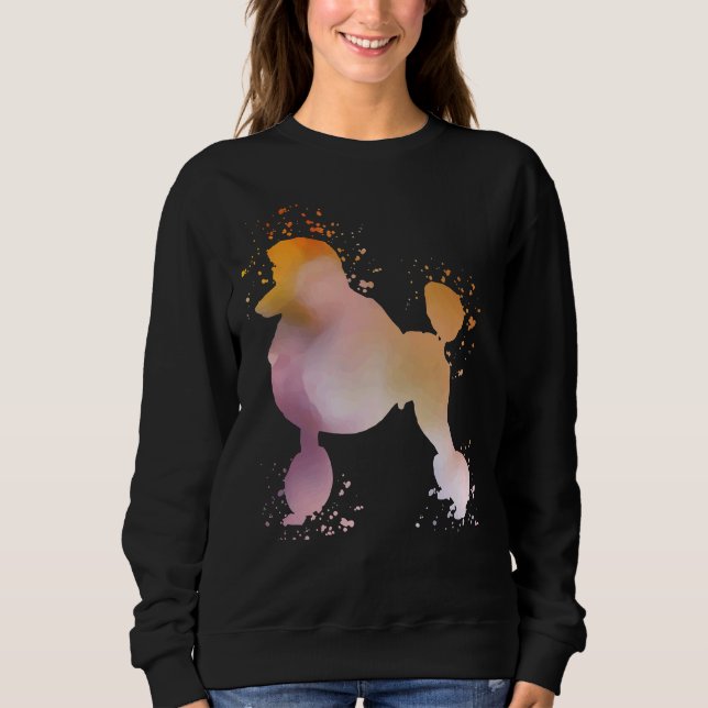 Poodle Watercolor Silhouette Dark Sweatshirt (Front)