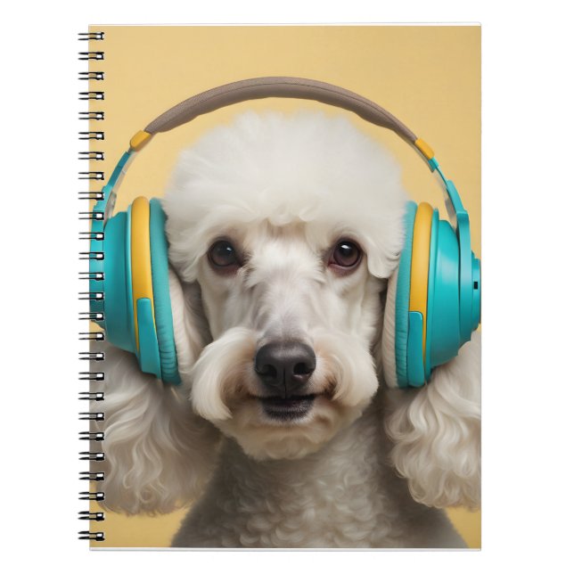 Poodle wearing headphones notebook (Front)