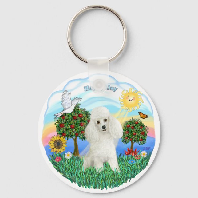 Poodle (white #14) key ring (Front)