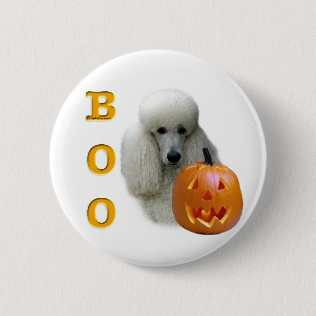 Poodle (White Coated) Boo 6 Cm Round Badge (Front)
