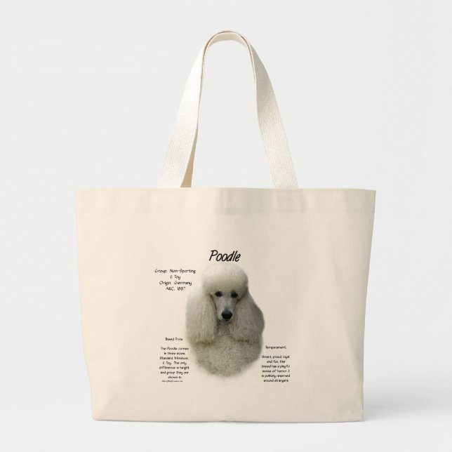 Poodle (wht) History Design Large Tote Bag (Front)
