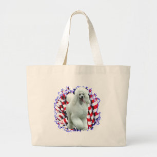 Poodle (wht) Patriot Large Tote Bag