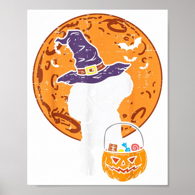 Poodle Witch Moon Jack O Lantern Halloween Dog Men Poster (Front)