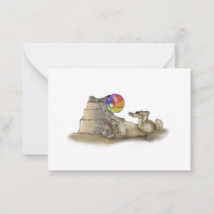 Poodle with Beach Ball and Sand Castle Note Card