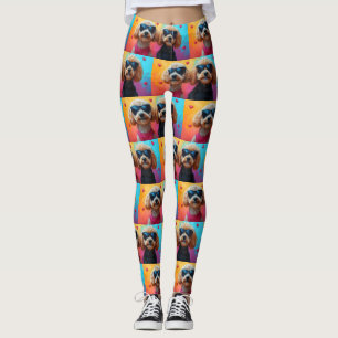 Poodle With Heart Roses Valentine's Day Leggings