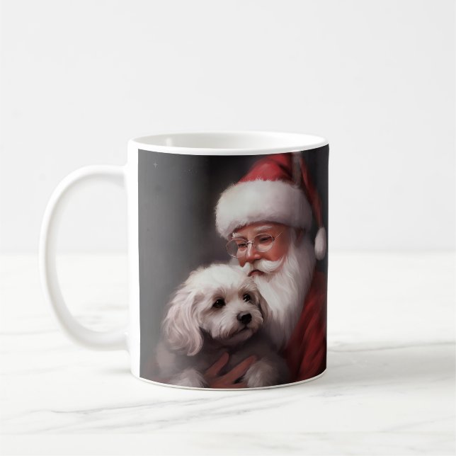 Poodle With Santa Claus Festive Christmas  Coffee Mug (Left)