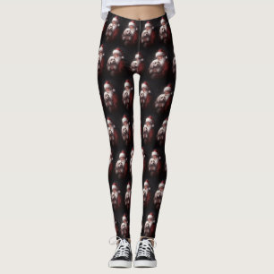 Poodle With Santa Claus Festive Christmas  Leggings