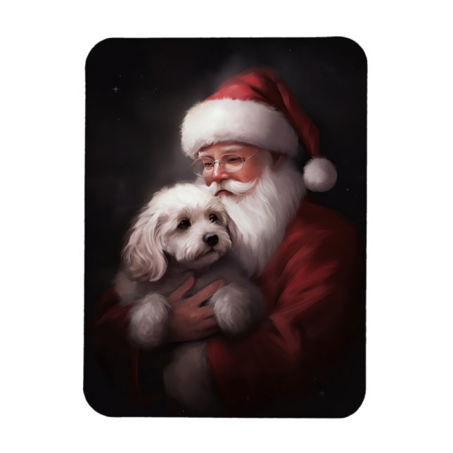 Poodle With Santa Claus Festive Christmas  Magnet (Vertical)