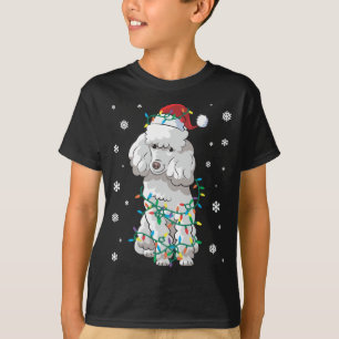 Poodle Wrapped In Christmas Lights Dog T-Shirt