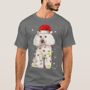Poodle Wrapped In Christmas Lights Dog T-Shirt