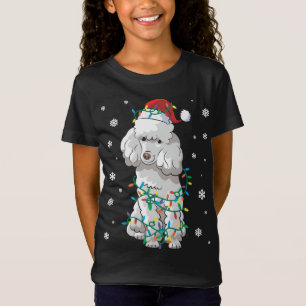 Poodle Wrapped In Christmas Lights Dog T-Shirt