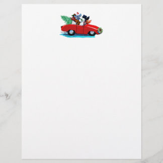 Poodles Christmas Vintage Car Art Print