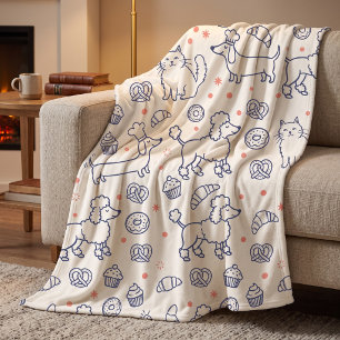 Poodles Dachshunds & Doughnuts Fleece Blanket